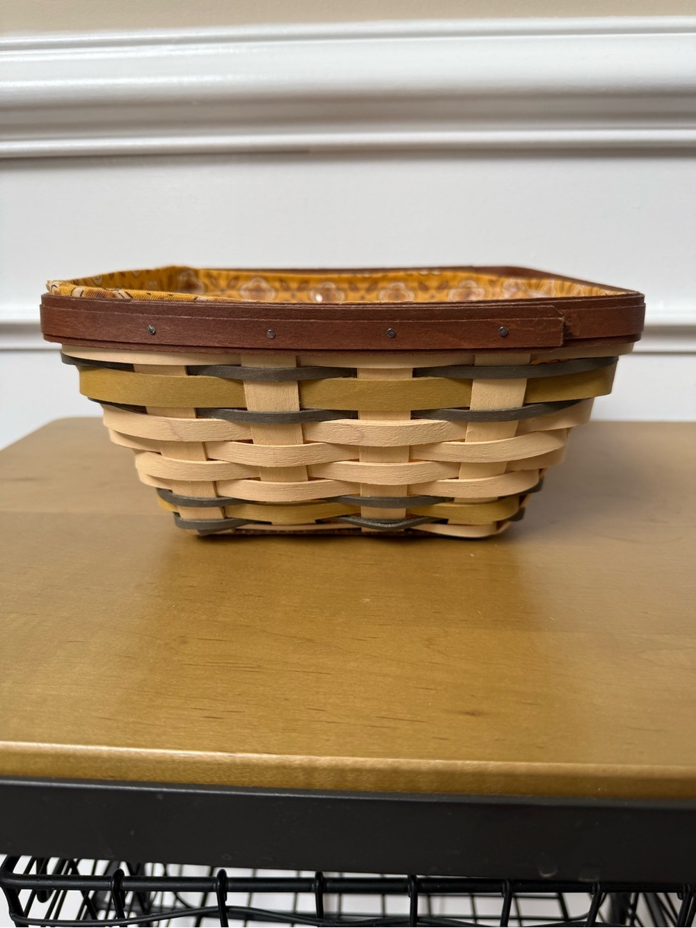 Longaberger Woven Basket in Brown, Tan and Yellow